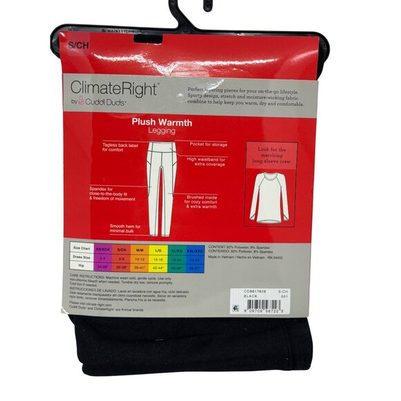 NWT Cuddl Duds Womens S Black Thermal Leggings Plush Warmth Base Layer High Rise - Picture 4 of 4